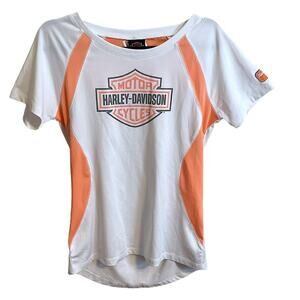 Harley Davidson Shirt Bicycle Cycling Size M Sport White Orange Black Hi-Lo